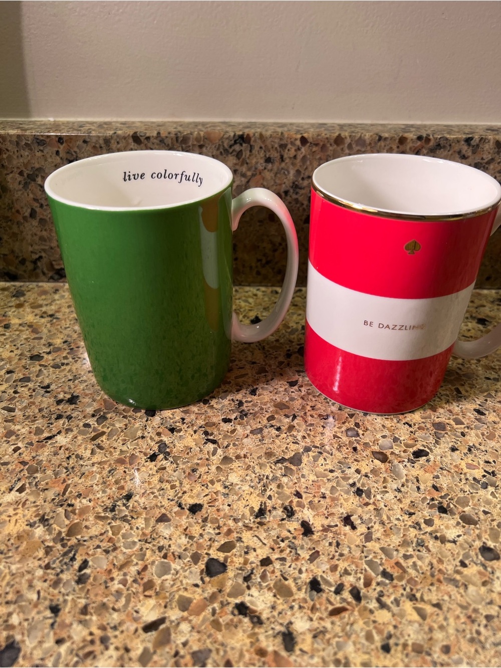 Kate Spade by Lenox green and red striped mug duo with gold accents - Picture 2 of 10